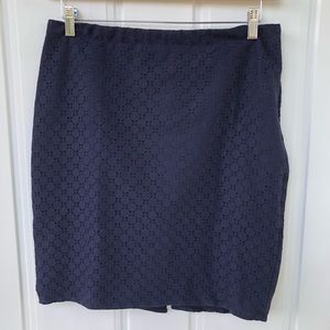 Limited Pencil Skirt 10 Deep Navy Lace Overlay Skirt EUC